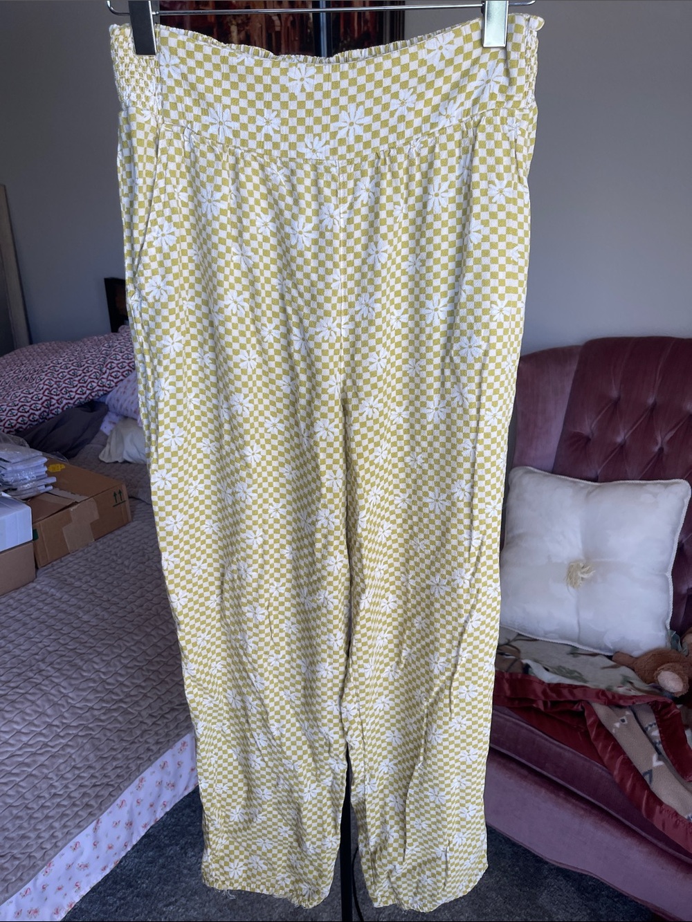 Green and White checkered pants